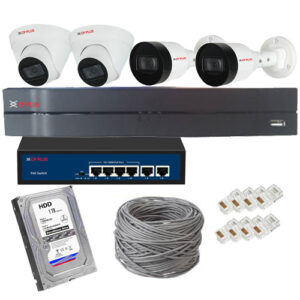 CP Plus 4-Camera Mixed CCTV Kit (Bullet & Dome) with NVR, PoE, 1TB HDD, Cable & Accessories – Complete Security Solution