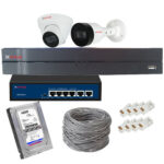 CP Plus 2-Camera CCTV Kit (Bullet & Dome) with NVR, PoE, 1TB HDD, Cable & Connectors – Compact Security Solution